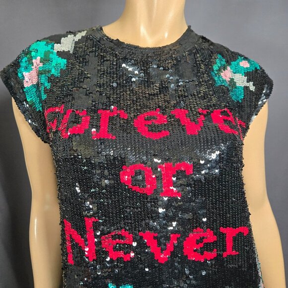 Twin-Set Simona Barbieri Sequin Mini Dress Graphic Print Size S Indie Sleaze - Picture 2 of 14